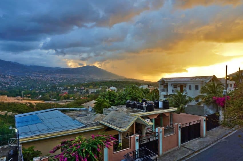 Rainy sunset over Port-au-Prince, view from Muhammad's house in Haiti.