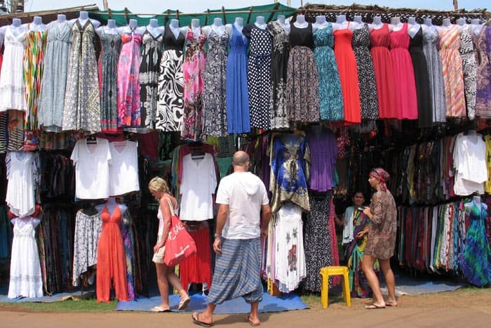 Shopping at the Wednesday market in Anjuna, Goa, India
