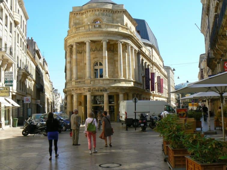 Downtown Bordeaux France has been spruced up with the limestone of old buildings restored to their shiny glory. Max Hartshorne photo.