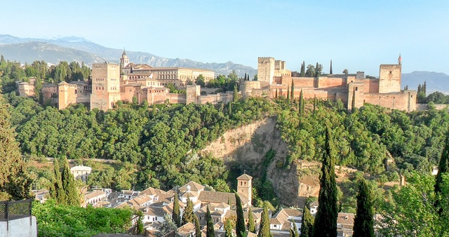 The Alhambra from the Mirador San Nicolas, Granada, Spain.