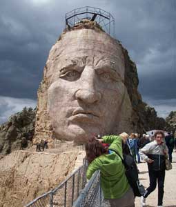 Crazy Horse’s face is the first identifiable part of the gigantic sculpture to emerge from the granite. Photos by Mary O'Brien
