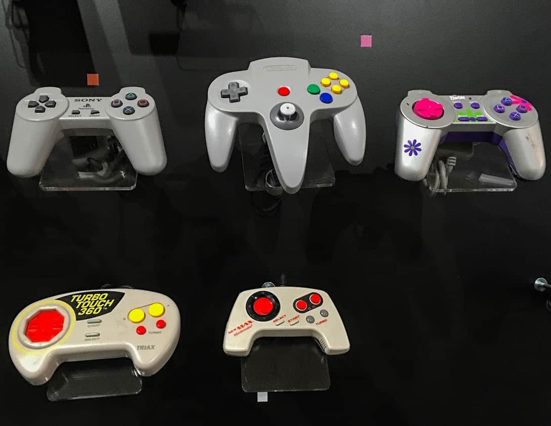 Old Tyme controllers in the videogame museum.