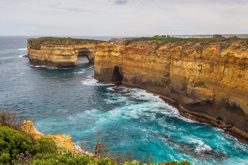 Side view of Loch Ard Gorge at Port Campbell National Park, Victoria.