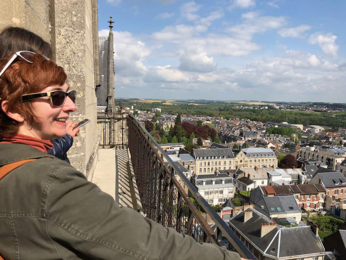 The World-class view from the top of the Cathedral in Saint-Quentin, Aisne, northern France.