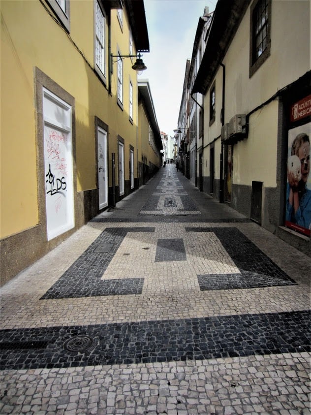 Typical tiled street in Porto, Portugal
