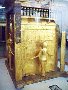 One of four golden shrines that contained Tutankhamun’s sarcophagus. At the Egyptian Museum. Photos by Mary O'Brien