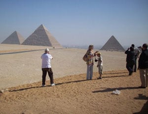 Every visitor to Egypt takes a picture of the pyramids at Giza.