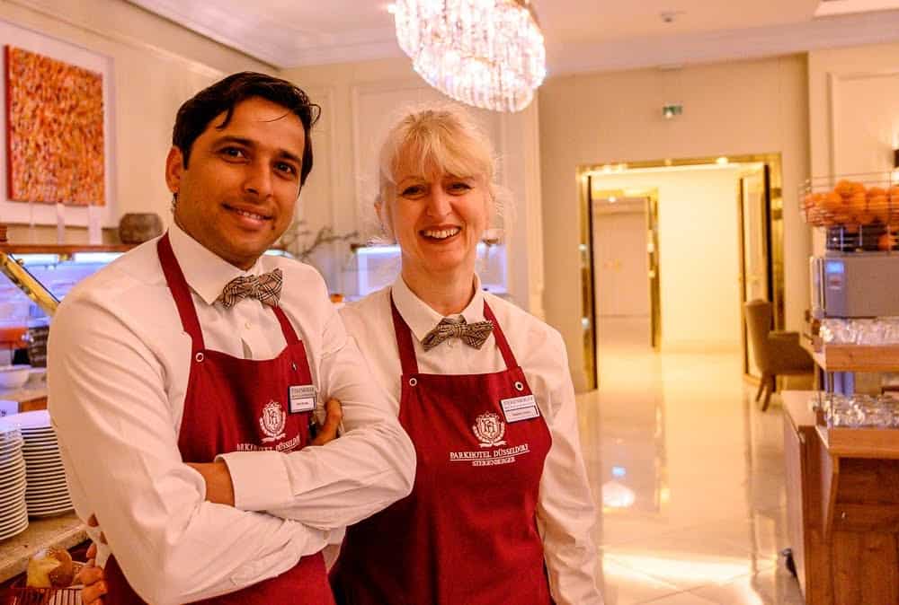 The restaurant wait staff at Steigenberger Parkhotel provides exceptional service.