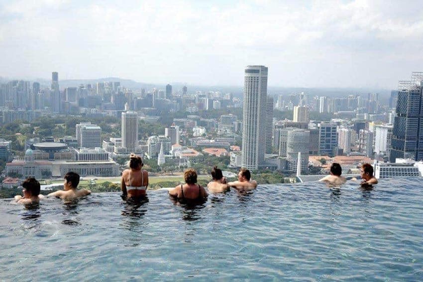 View from the world's largest infinity pool in Singapore