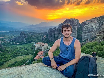 Cato Rolea with a Meteora sunset.