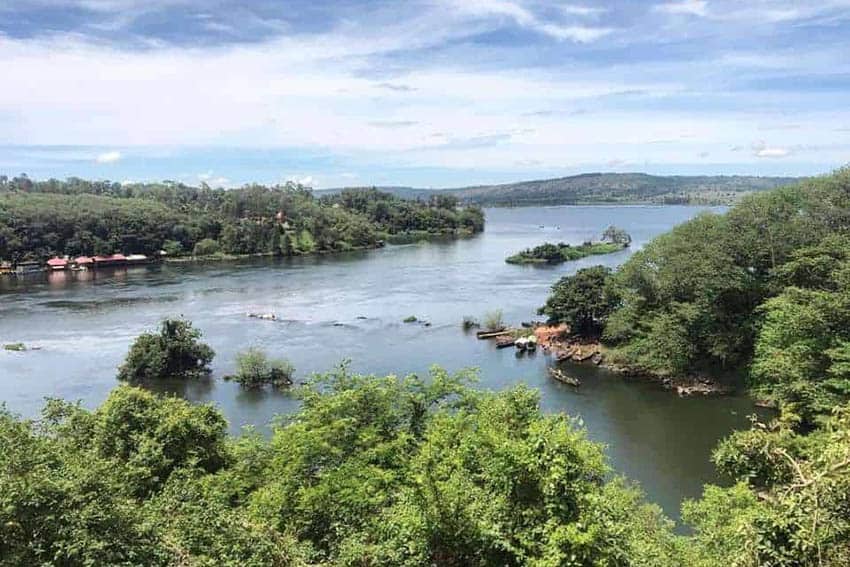 The headwaters of the Nile in Uganda at Jinja.
