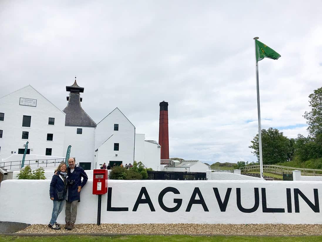 Before leaving us, our three young friends from NY offered to take a picture of Sue and me outside Lagavulin. Please note the smile on my face that couldn't be removed for the entire day.