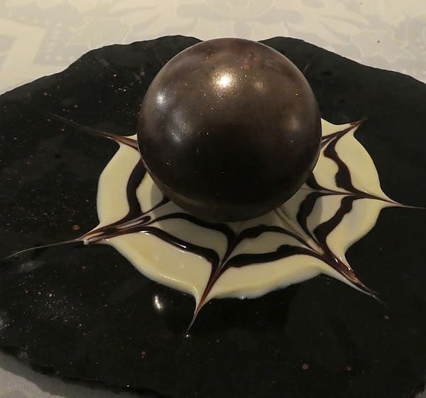 Round chocolate dessert at Iberostar’s Astir restaurant
