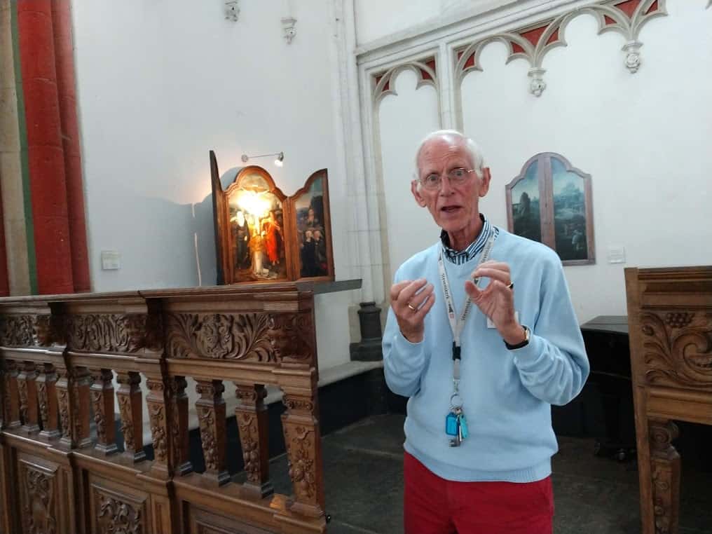 Albert Wanders is a guide at St. Stephen's Church, a Catholic-turned-Protestant church in the center of Nijmegen. Parts of the structure date back to the seventh century, though it wasn't consecrated until 1273.