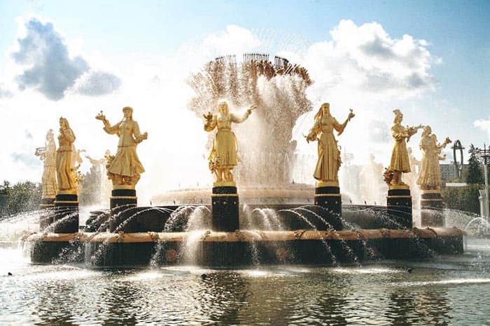 A fountain at the VDHN center in Moscow, which was highlighted in this year's Moscow City Day.