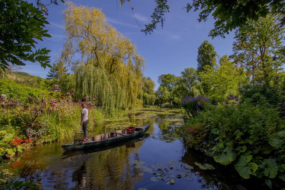 The lovely river scene in Giverny, France.