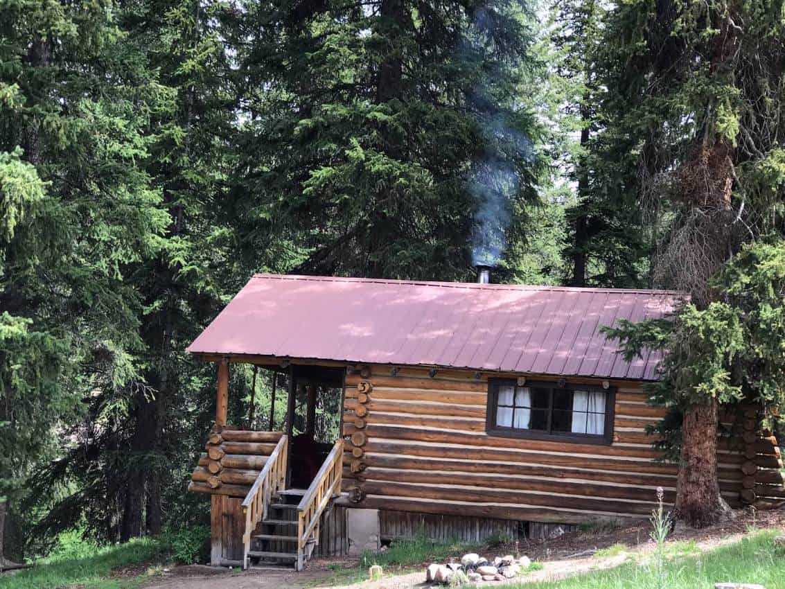 A rustic cabin at Elkhorn Hot Springs, Montana.