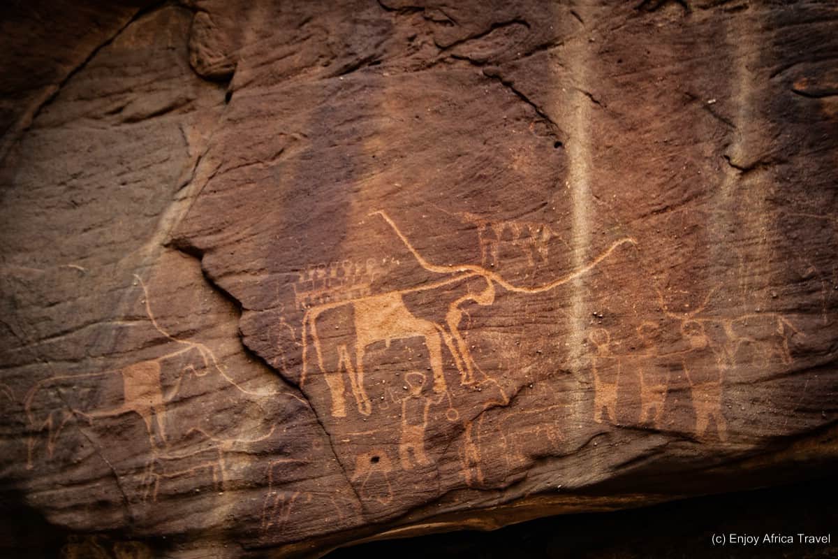 Petroglyphs of longhorn cattle and pastoralists speak of the ancient tradition of raising cattle