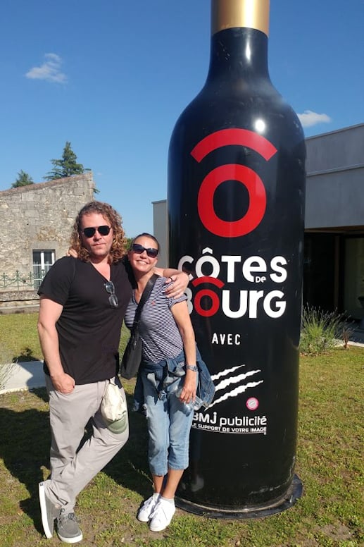 A celebration of French music and wines in the hills of Bourge can easily lead to fun antiquing on the river banks. Seen here: 'Chris squared.'