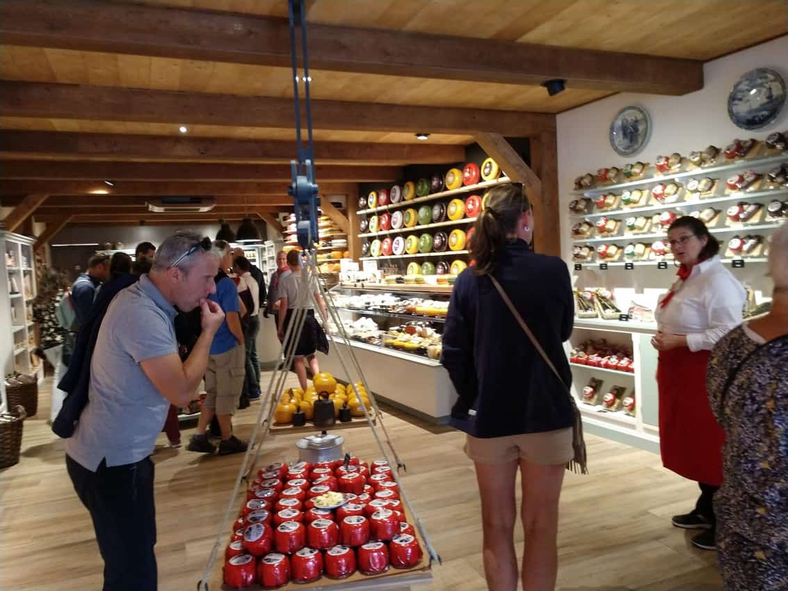 Free cheese tasting in the Edam cheese Market.