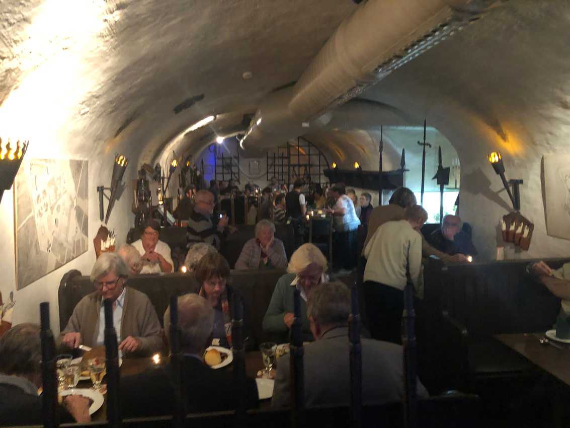 One of the cozy subterranean dining rooms of Auebach Keller in Leipzig, Germany.