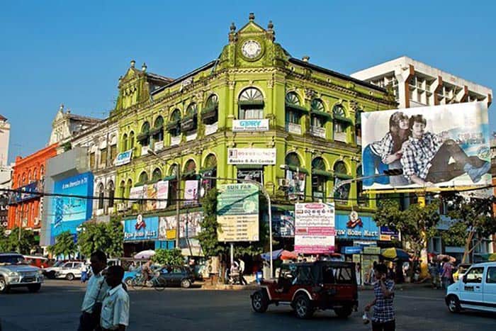 The bustling streets of Yangon