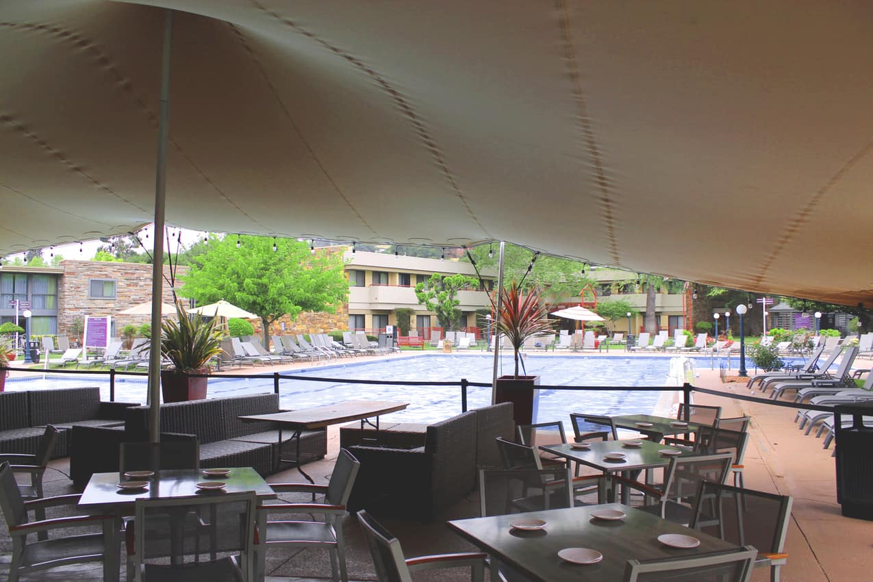 Flamingo Hotel - poolside dining, Santa Rosa CA