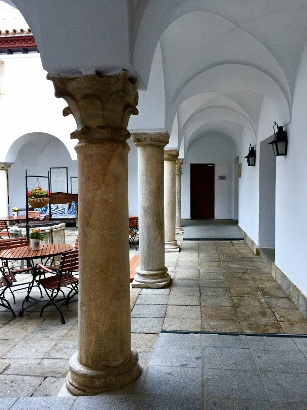 Arches adorn the courtyard of the Parador de Merida, an 18th century convent turned hotel.