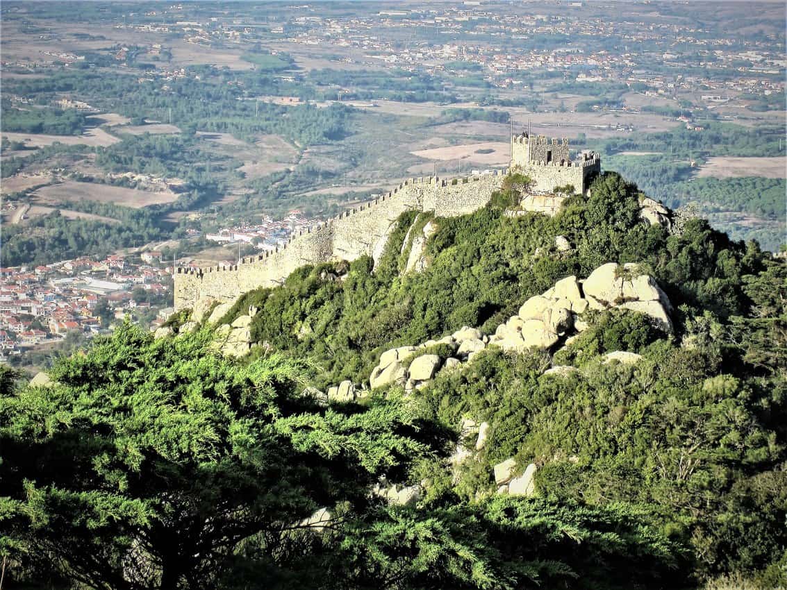 Grey and muscular Moorish Castle, Sintra, Portugal