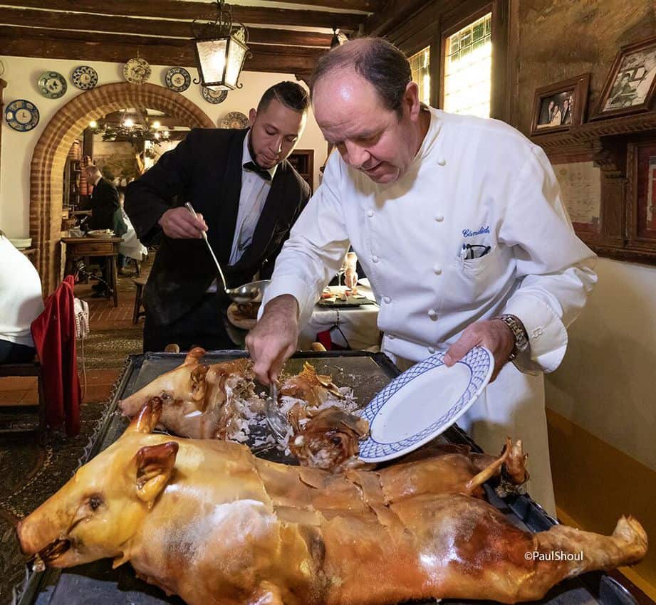 Cutting a ham in Segovia, Spain. Paul Shoul photos.