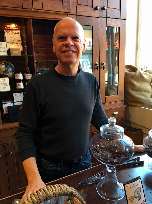 Former aviation engineer Paul Picton sells award-winning artisan chocolates at Maverick Chocolate Co. in Cincinnati.