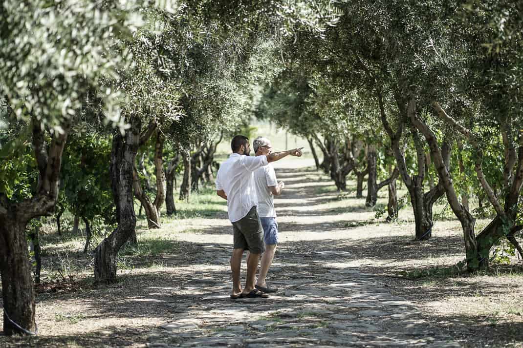 Frascati: Antonio Benedetti and me in his Cantine Santa Benedetta vineyard. Photo by Marina Pascucci.