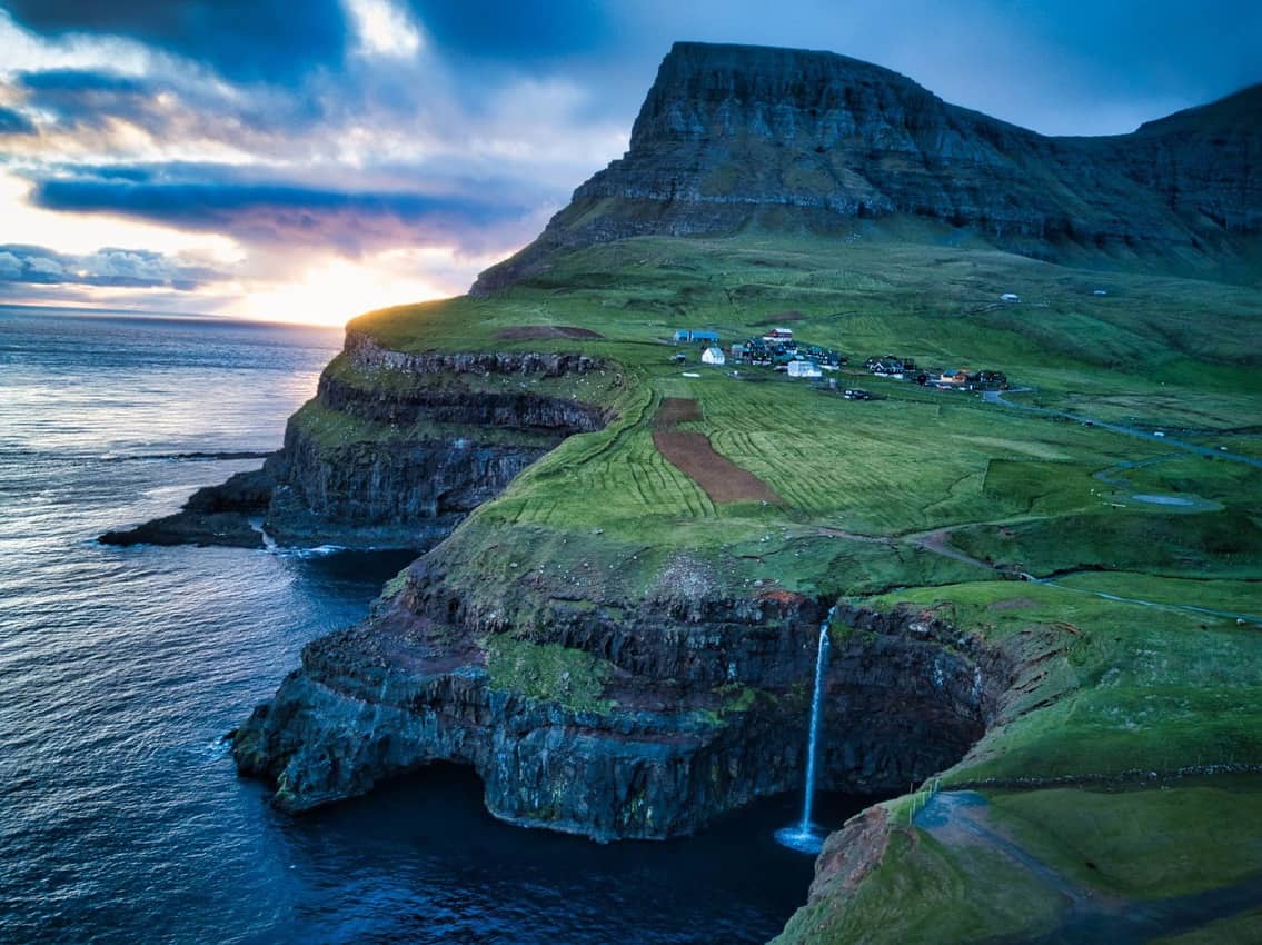 Múlafossur Waterfall, Faroe Islands. RTW Nomads photos.