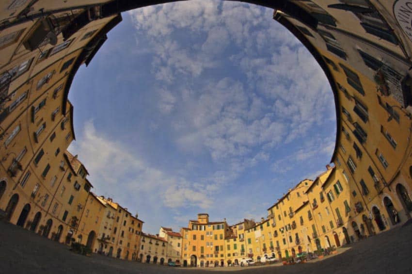 Lucca is a city completely circled by walls. It's an easy day trip from Florence.