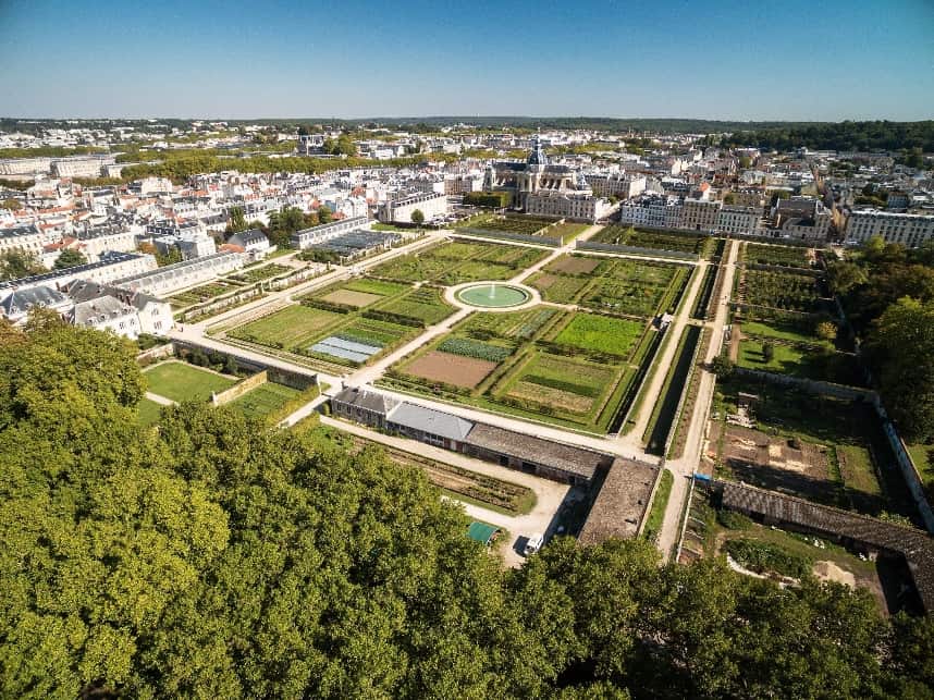 View of the King's Gardens, Potager du Roi, at Versailles. Ville de Versailles Drive Productions photo.