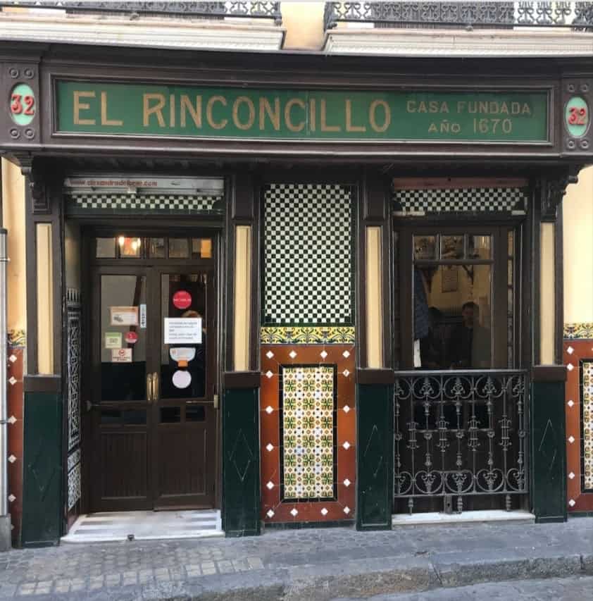 The outside of El Reconcillo bar in Sevilla, Spain.