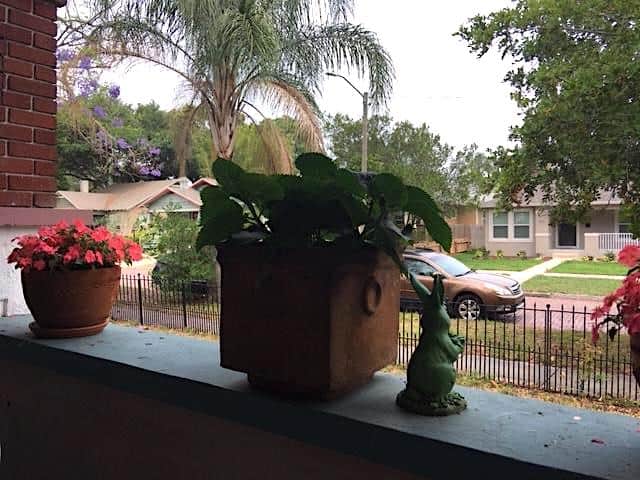 Ginger Warder's front porch in Florida where she likes to work.