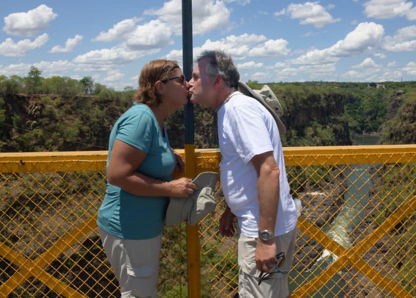 Two Country Kiss at Victoria Falls