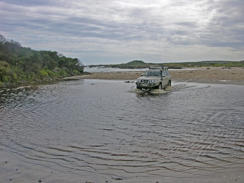 There's a few sandy creeks to cross on way to Sandy Cape, Tasmania