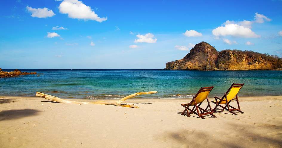 The pocket-sized sandy beach at Aqua Oceanfront Resort in Nicaragua.
