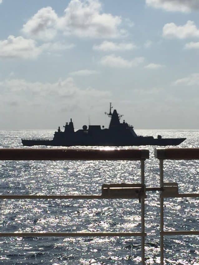 Thai Navy Vessel, blocking our access to Thai Bay