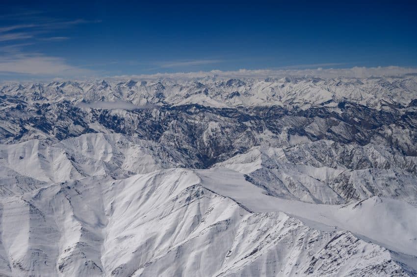 On a clear day during the one-hour flight from Delhi to Ladakh, the Himalayas fill the view as far as the eye can see.