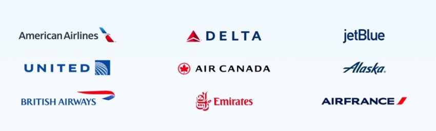 Just a few of the many major airlines Skyhour connects the user with. 