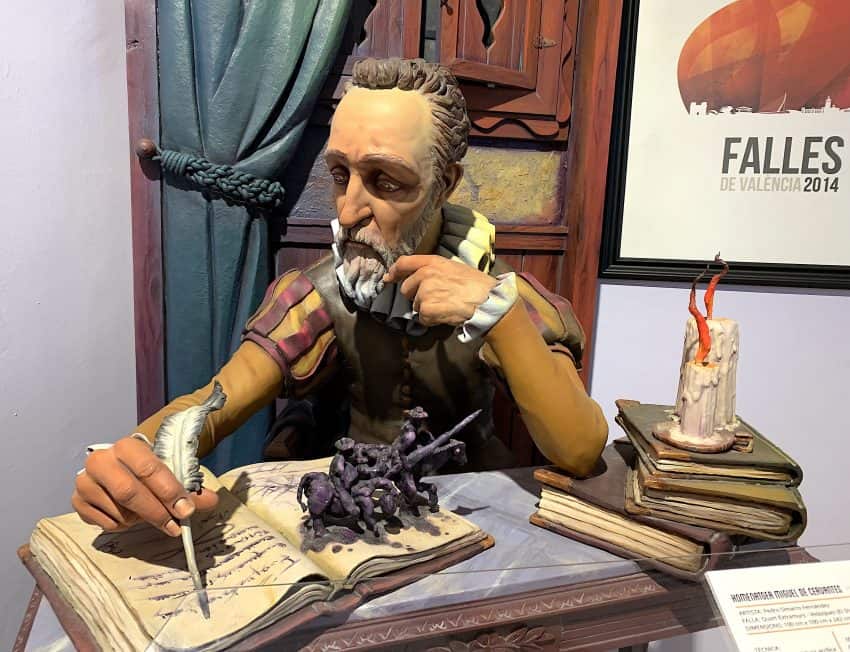 Miguel de Cervantes writes Don Quixote at Fallas Museum 