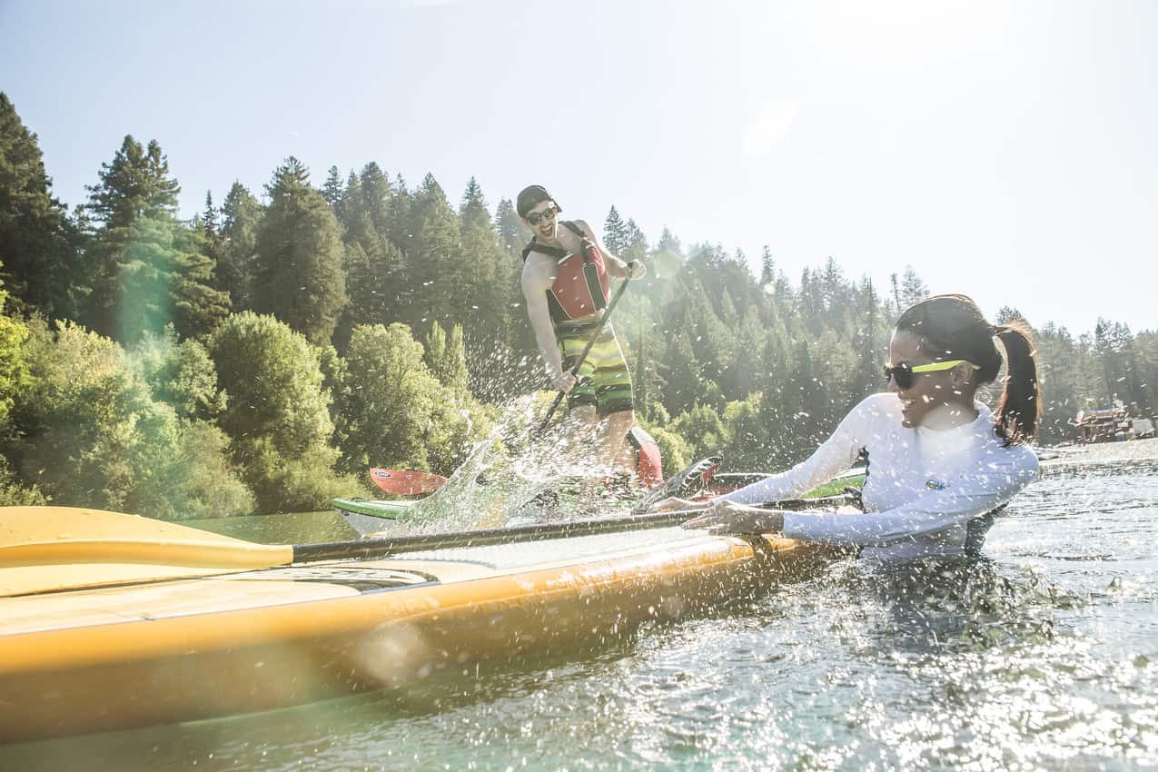 Stand-up paddling at Johnson's Beach, Guerneville, California.