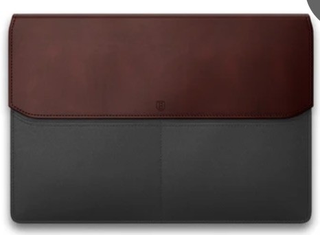 Front of Ekster Laptop Sleeve, burgundy and black