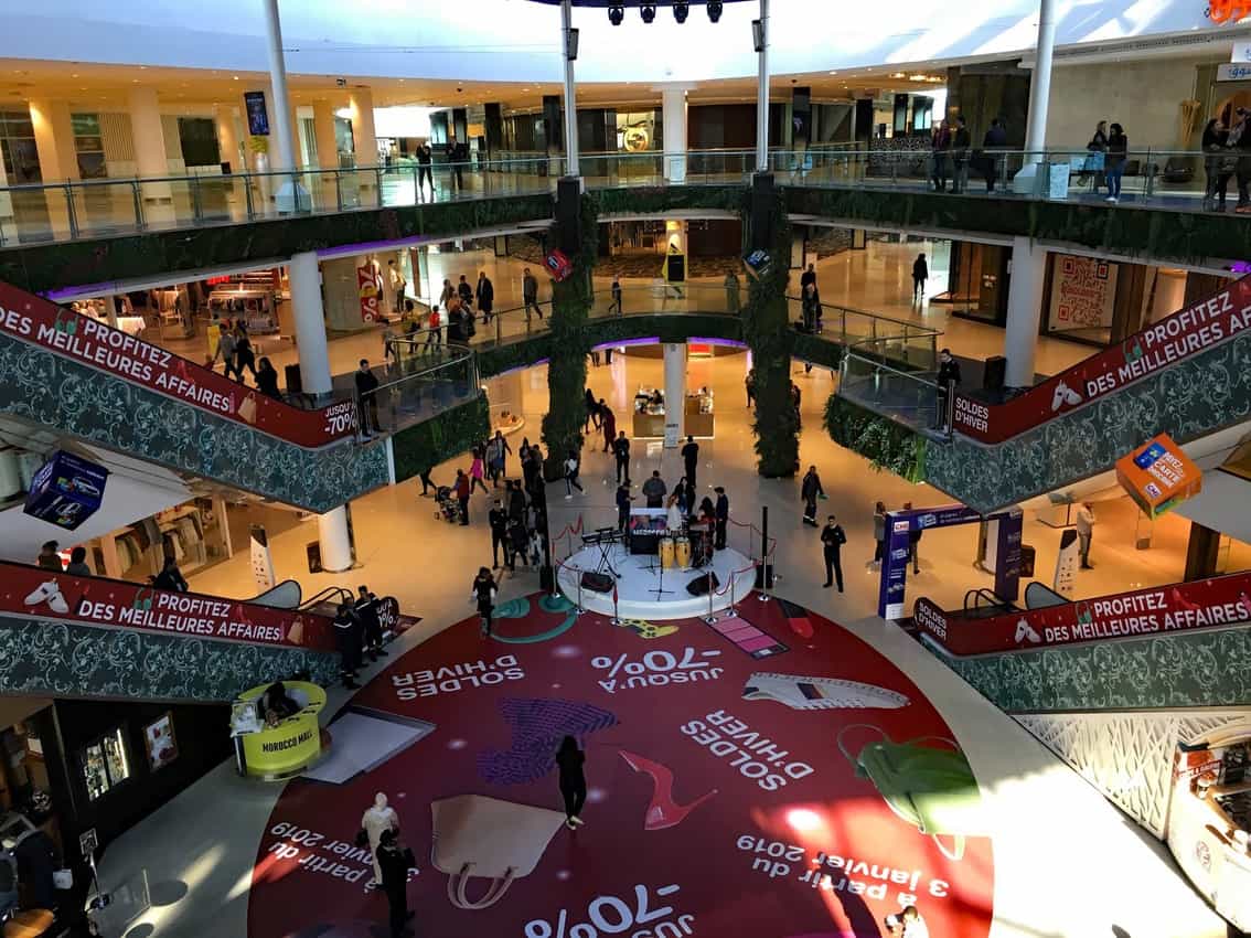 The Morocco Mall, a megamall at the end of Casablanca’s Corniche, has an IMAX theater, aquarium, fast-food court and an amusement park in addition to stores.