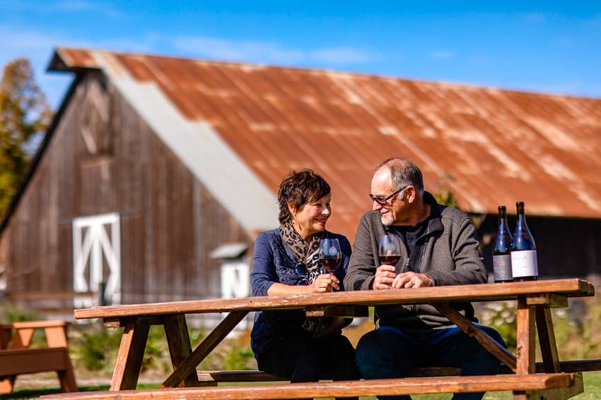 Couple wine tasting