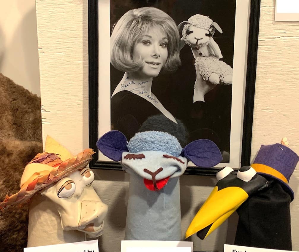 Showcased with some of her characters, Shari Lewis had her own popular TV show in the 1960s.