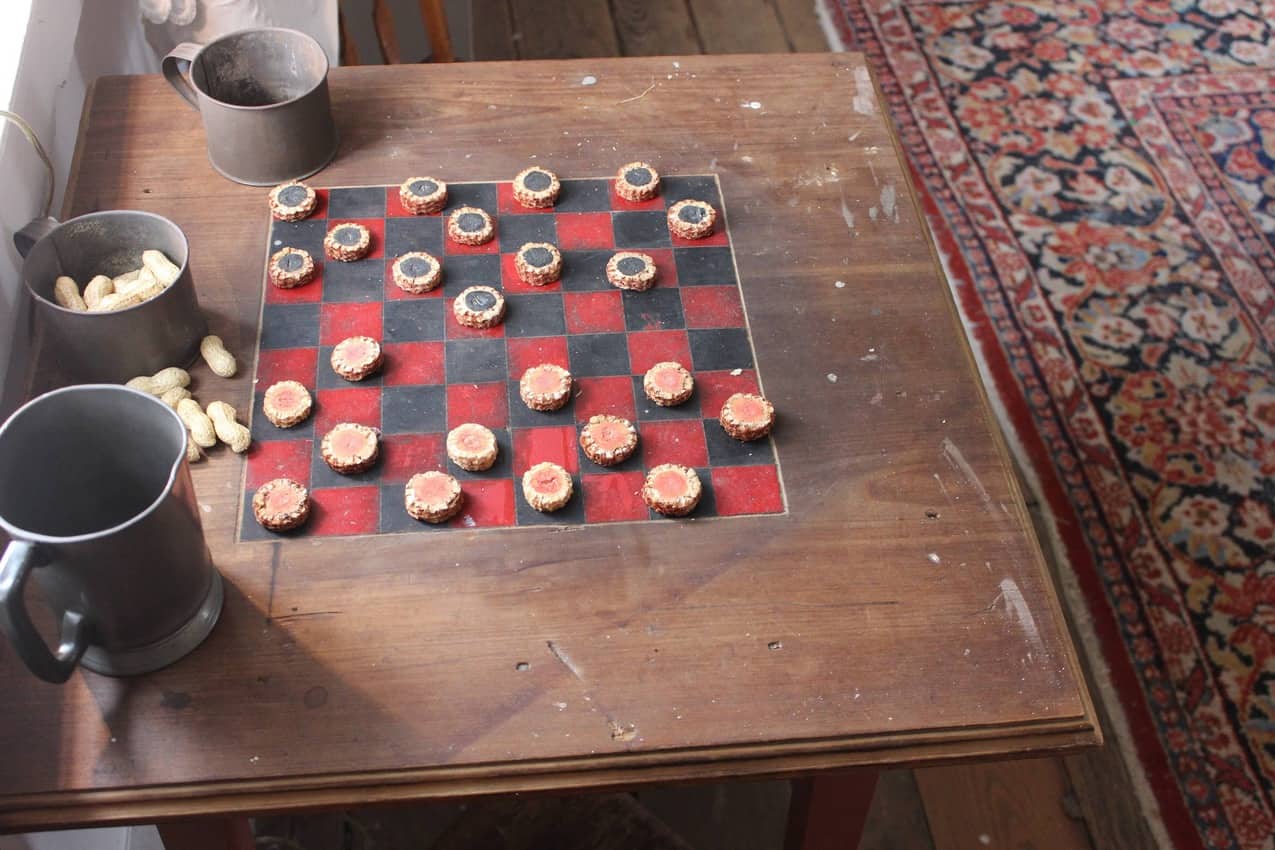 A game of checkers, anyone? (corncobs used as checker pieces) at Waveland.